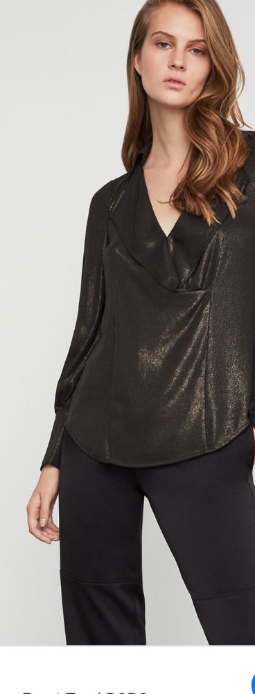 Bcbgmaxaria mettalic draped top in gold combo